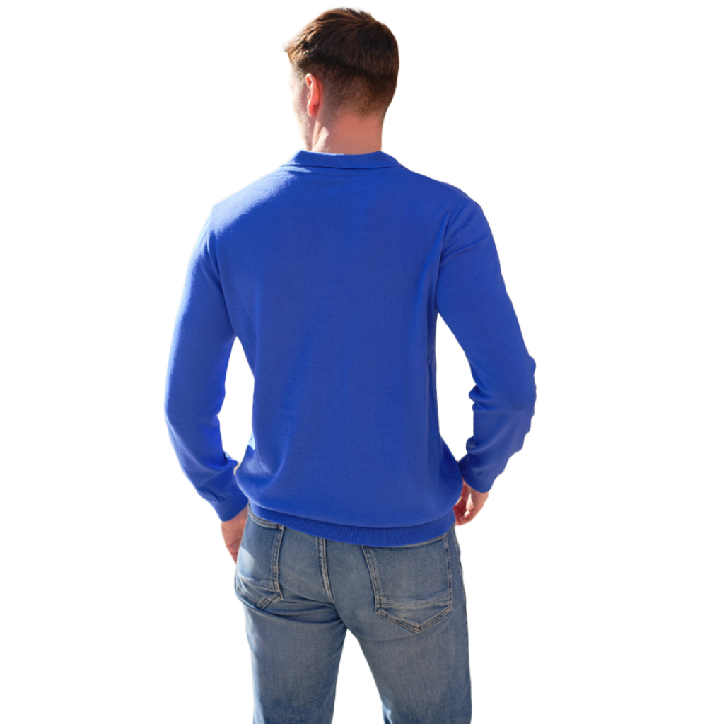 long-sleeve polo in extrafine merino wool
